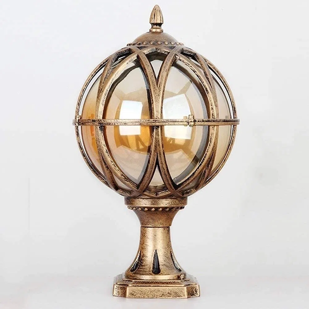 Exterior Rainproof Pillar Light Traditional Victoria Landscape Waterproof Outdoor Pillar Light Column Lamp Aluminum Glass Globe Post Lanterns Patio Villa Garden Balcony Gate Street Lighting