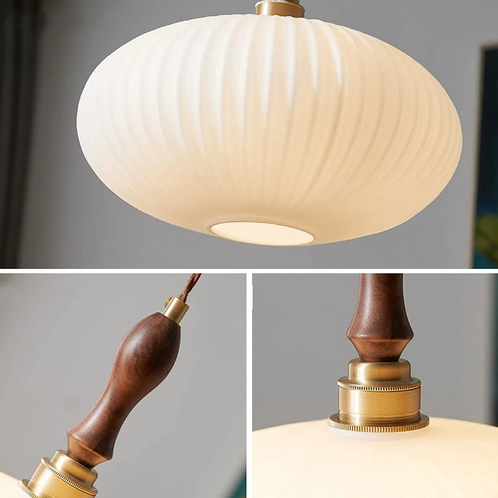Luz, Lámpara colgante de Luces LED, lámpara de troncos de nogal Retro de 1 Luz, Cuerpo de lámpara, pantalla de vidrio, lámpara colgante de techo Ajustable, adecuada para pasillos,