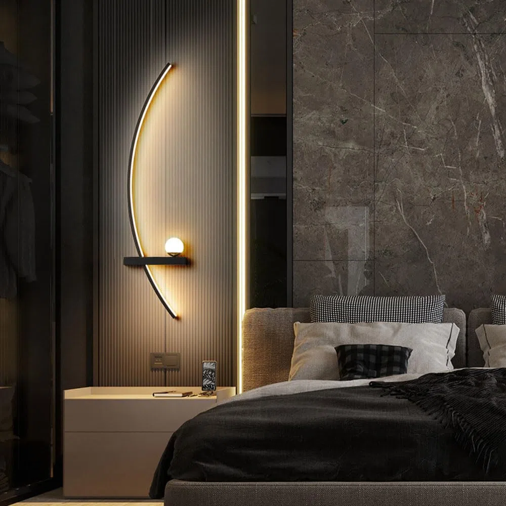 Aplique De Pared LED Moderno Lámpara De Pared Lineal De Metal Aplique De Pared LED para Interiores Iluminación Lámpara De Pared Circular para Sala De Estar Porche Pasillo Baño Mesita De Noc