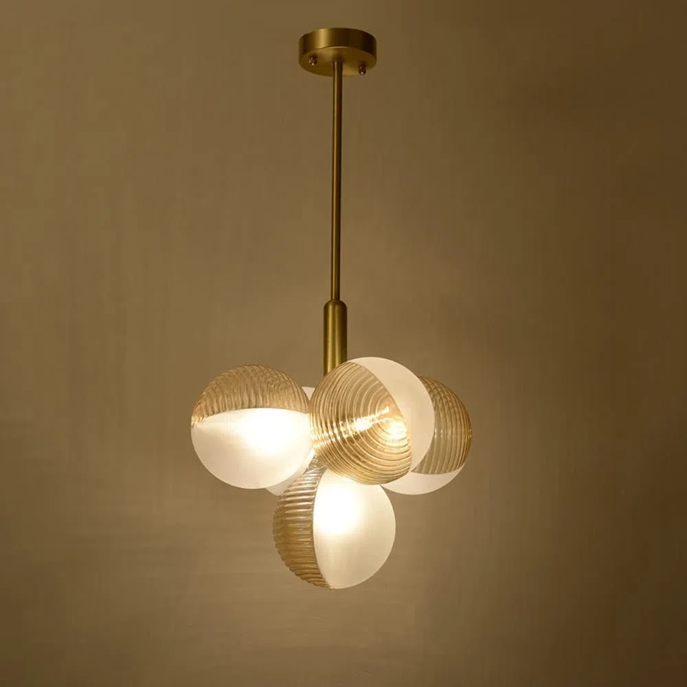 Lámpara de techo de 5 Luces, semiempotrada, Estilo rústico, con Globo de Cristal, iluminación LED G9 para Porche, comedor, dormitorio y Sala de estar. Fabricada en China.