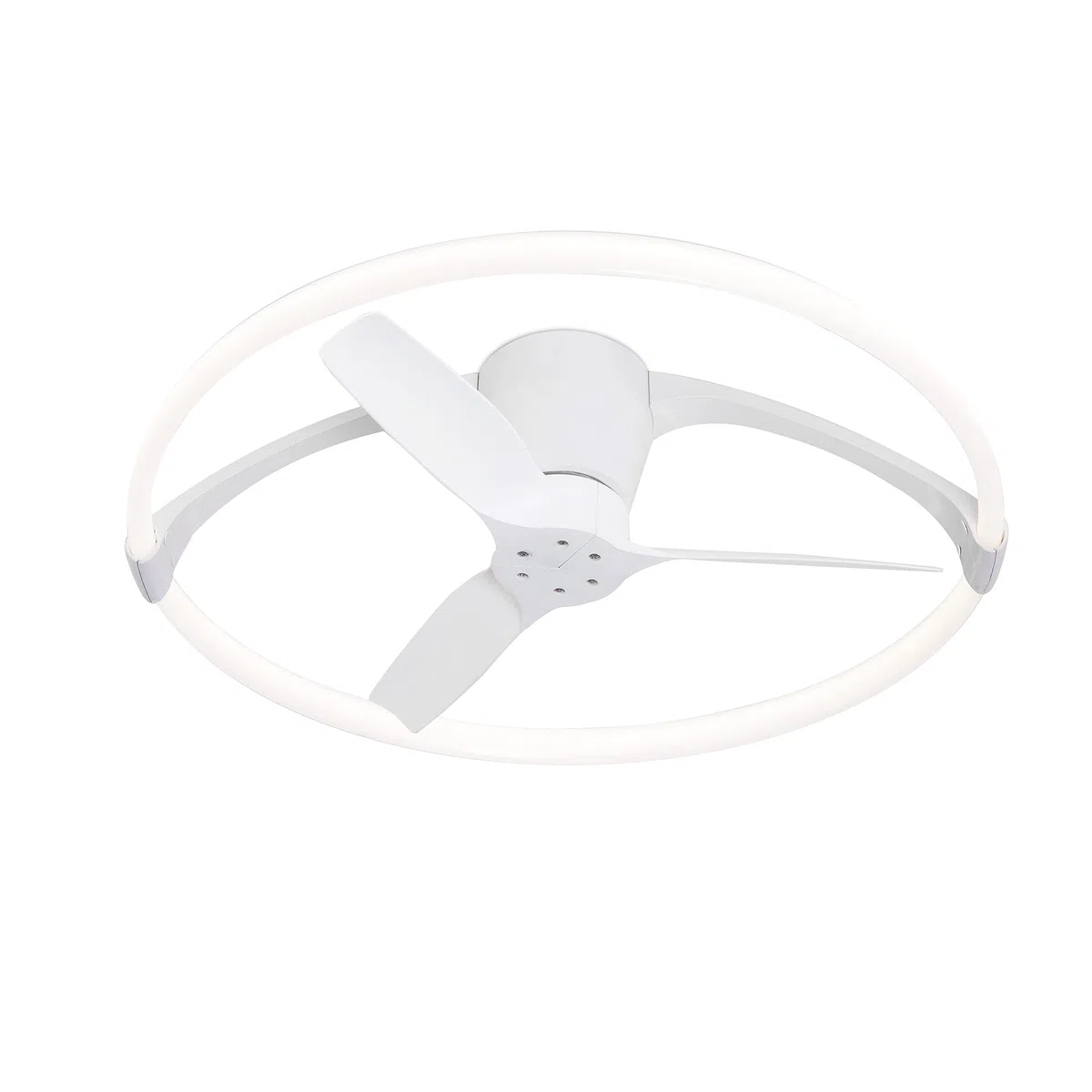 Mantra Nepal Mini Plafoniera LED dimmerabile e ventola reversibile CC da 30 W, bianco, telecomando e controllo APP