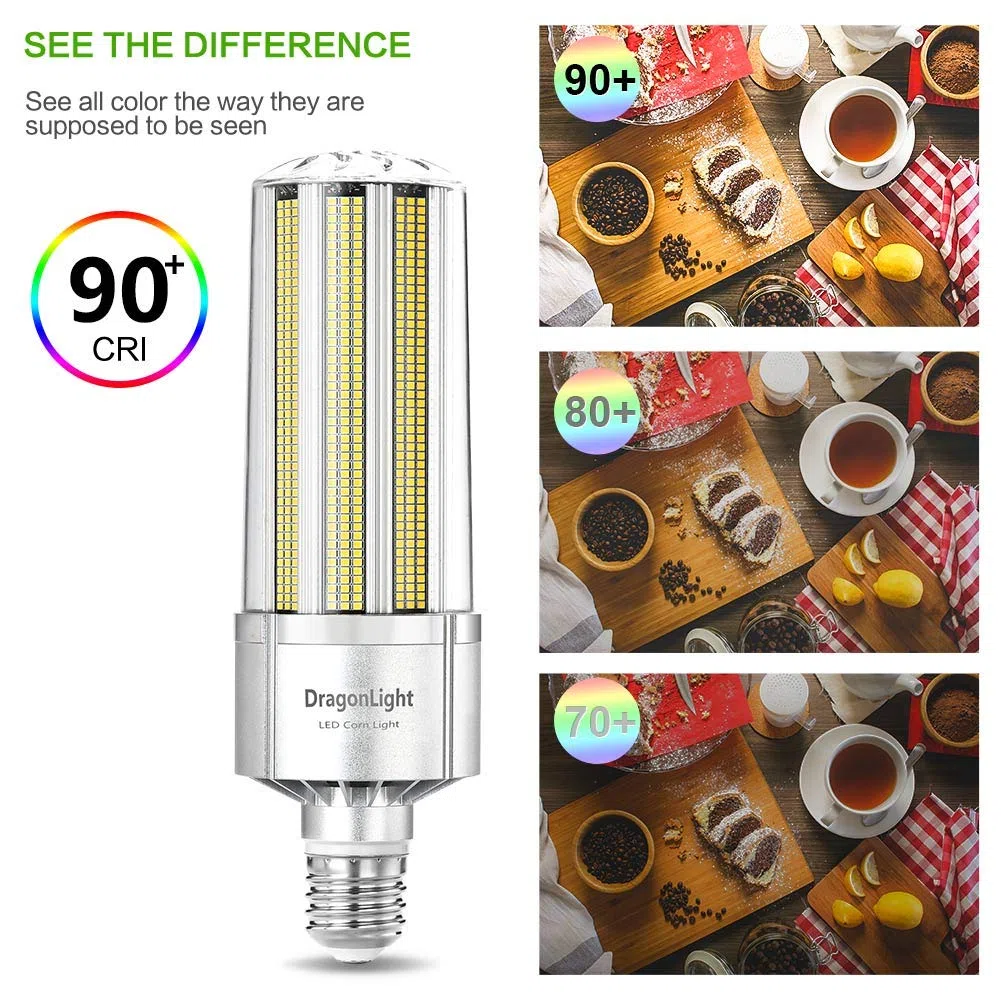 DragonLight - 240W Lampadina a LED a forma di mais super luminosa da (sostituisce 1400 Watt) Base E40, 5000K luce bianca fredda, 32400 lumen, per grandi aree, garage, officine, cortili