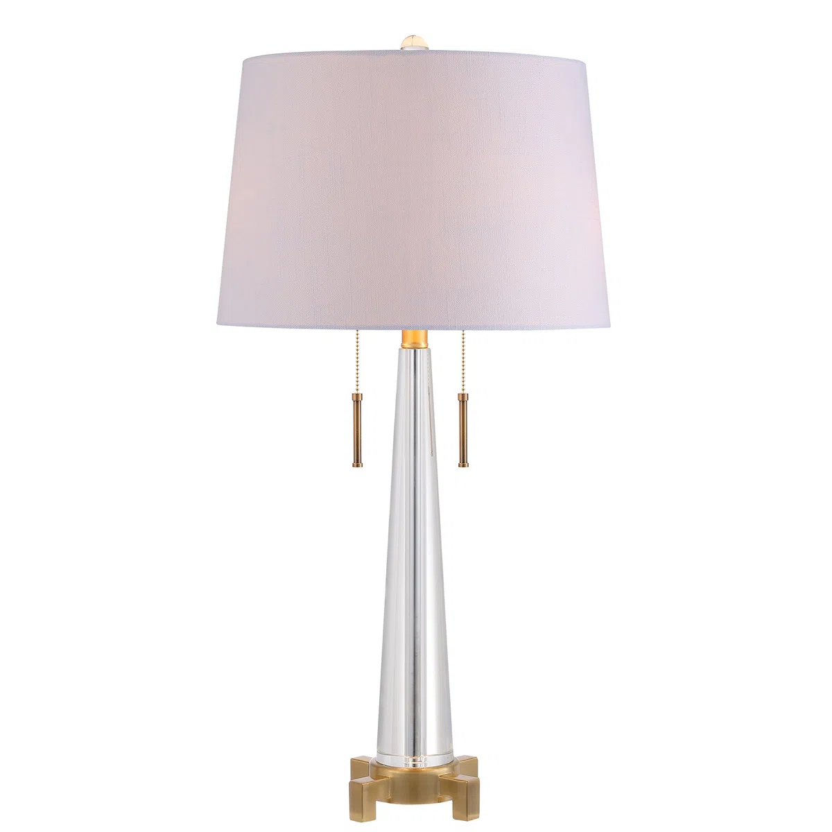 Jonathan Y Lámpara de mesa LED di cristallo da 29.5", trasparente/latón dorado, moderno, 2 luci, bombilla incluida