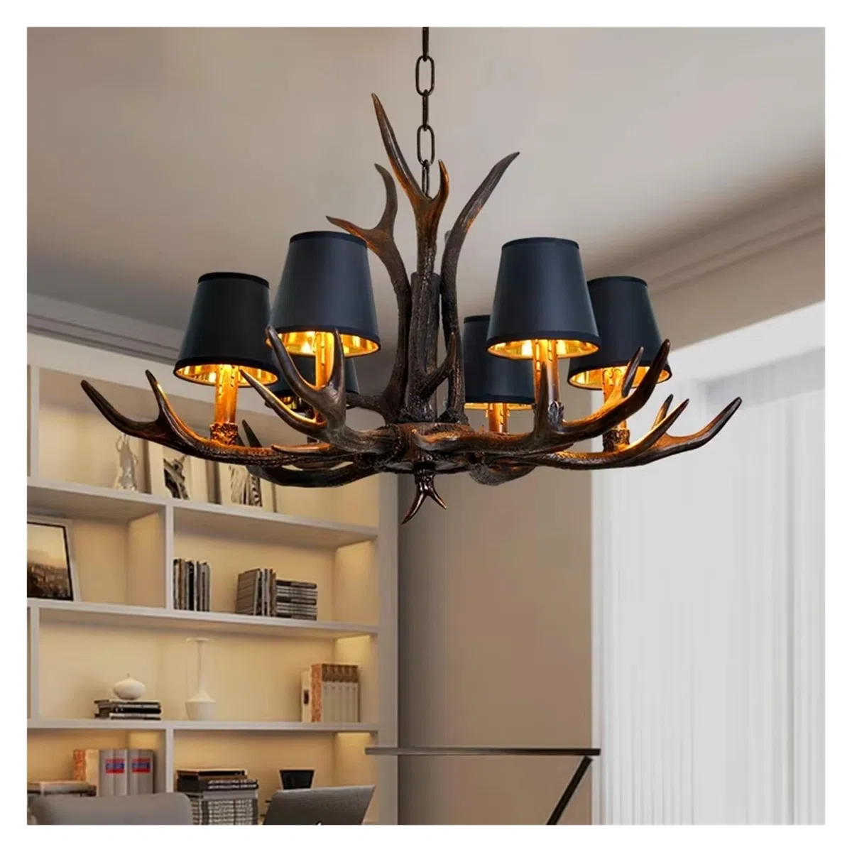 Retro Antlers LED Chandelier Table Dining Living Room Kitchen Accesorie Pendant Lamp Home Decor Interior Lighting Lustre Fixture
