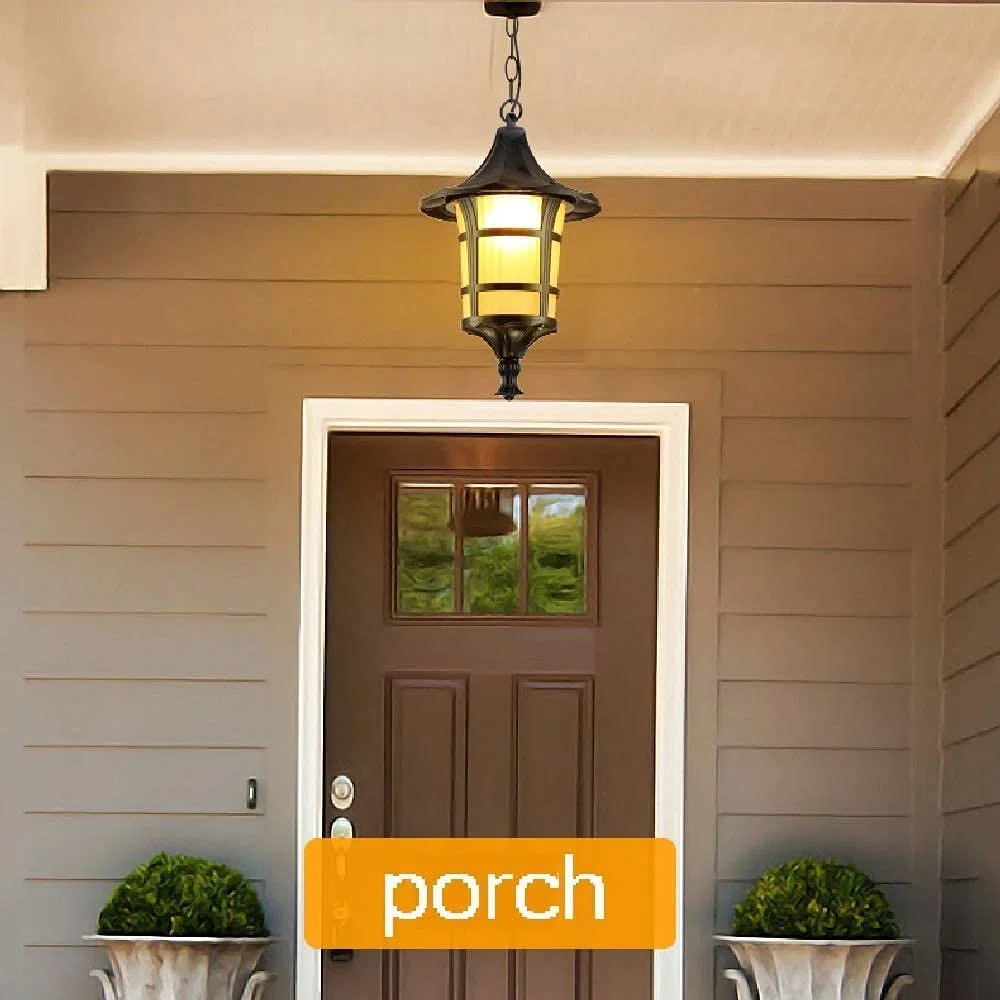 European Contemporary Exterior Balcony Hanging Light Outdoor Frosted Glass Lantern Courtyard Corridor Restaurant E27 Retro Victoria Retro Industry Chandelier Perfec/Bronze/38 * 24.5Cm