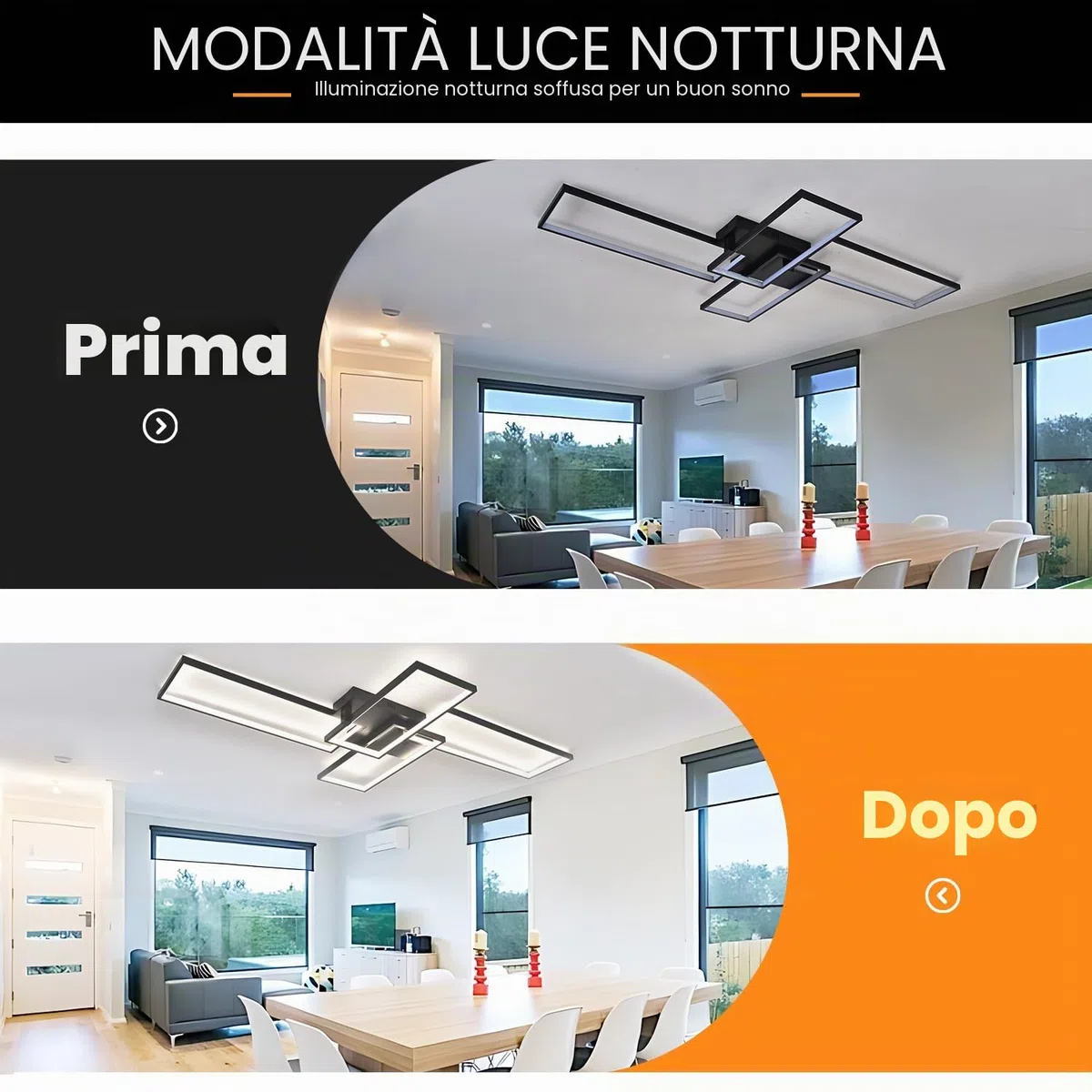 Black Plafoniera LED Soffitto,L130cm Plafoniera Led Soffitto Moderna con Telecomand