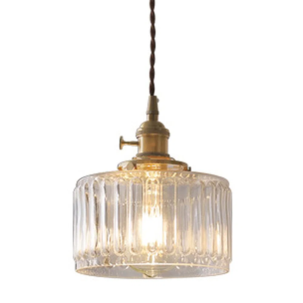 Luz, Luces LED Estilo japonés Retro colgante lámpara de iluminación soporte de lámpara de latón pantalla de vidrio cabeza Simple E27 Base colgante utilizado para pasillo de Noche b
