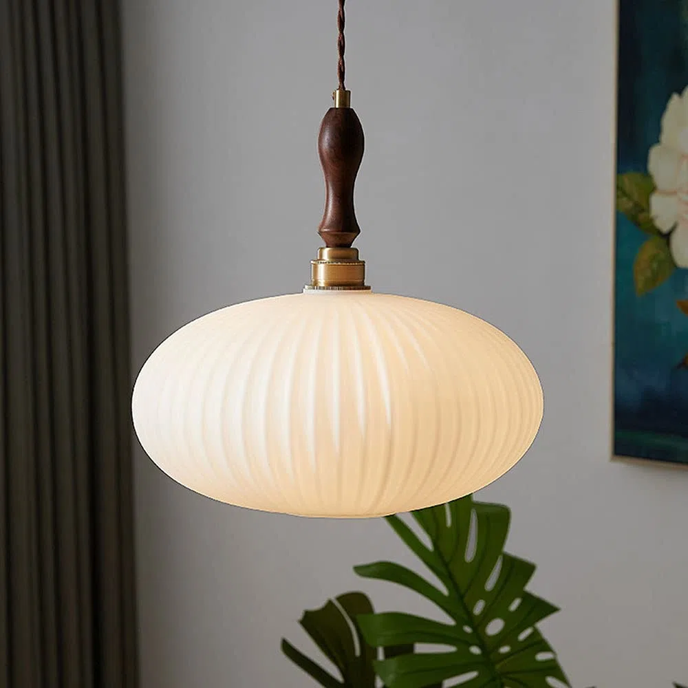 Luz, Lámpara colgante de Luces LED, lámpara de troncos de nogal Retro de 1 Luz, Cuerpo de lámpara, pantalla de vidrio, lámpara colgante de techo Ajustable, adecuada para pasillos,