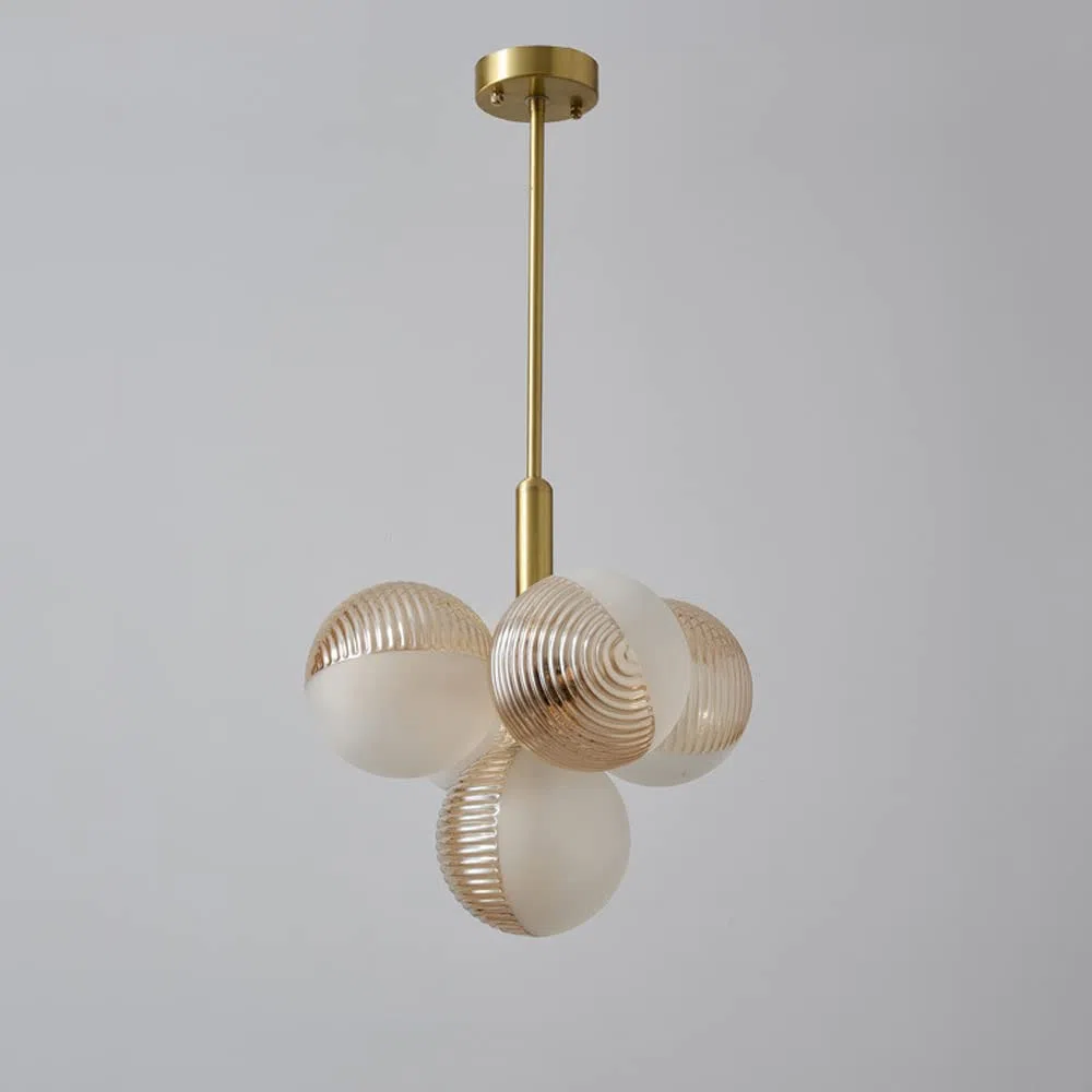 Lámpara de techo de 5 Luces, semiempotrada, Estilo rústico, con Globo de Cristal, iluminación LED G9 para Porche, comedor, dormitorio y Sala de estar. Fabricada en China.