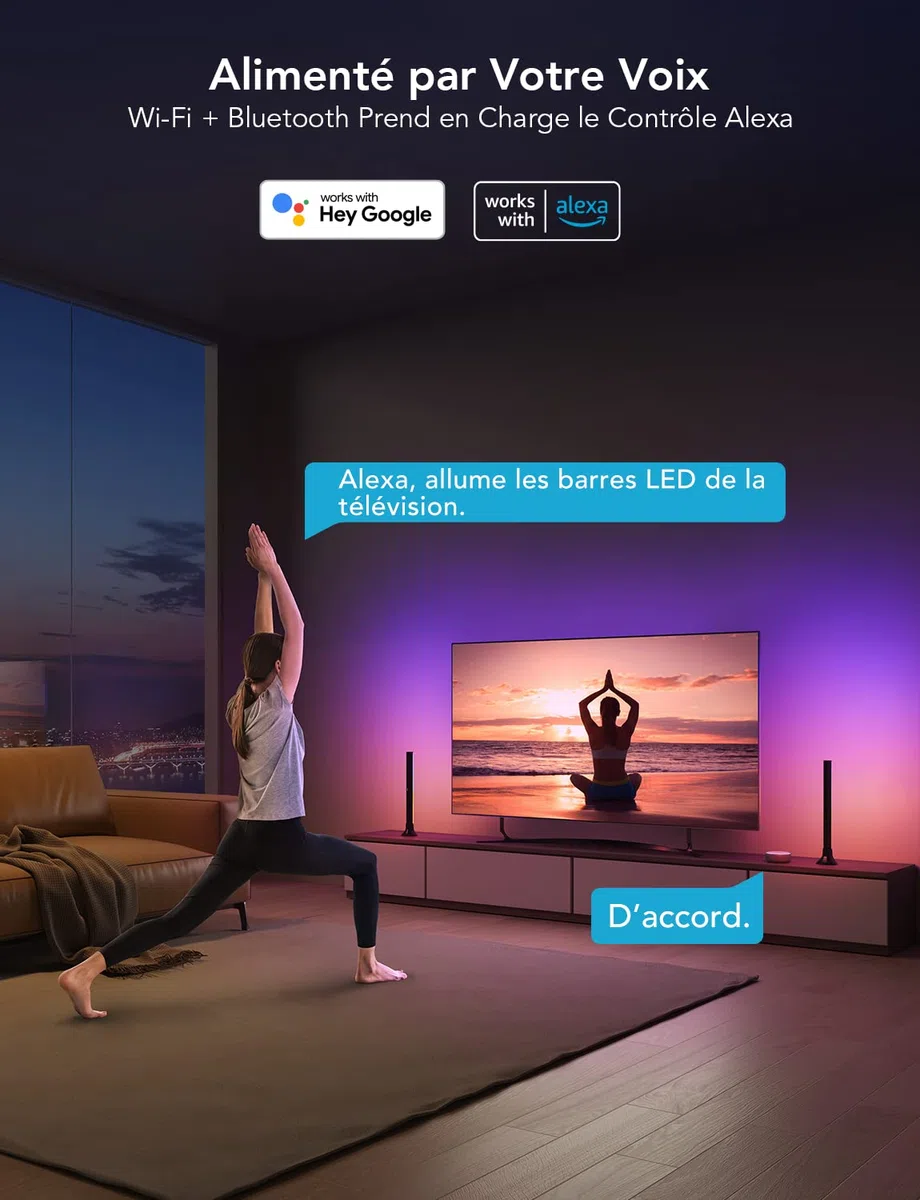 Govee Smart LED Light Bars, Retroilluminazione TV WiFi da 15 Pollici con Doppie Perla Luminosa, Barra Luminosa con Varie Opzioni Adatto a TV da 45-70 pollici, Funziona con Alexa e Google Assistant