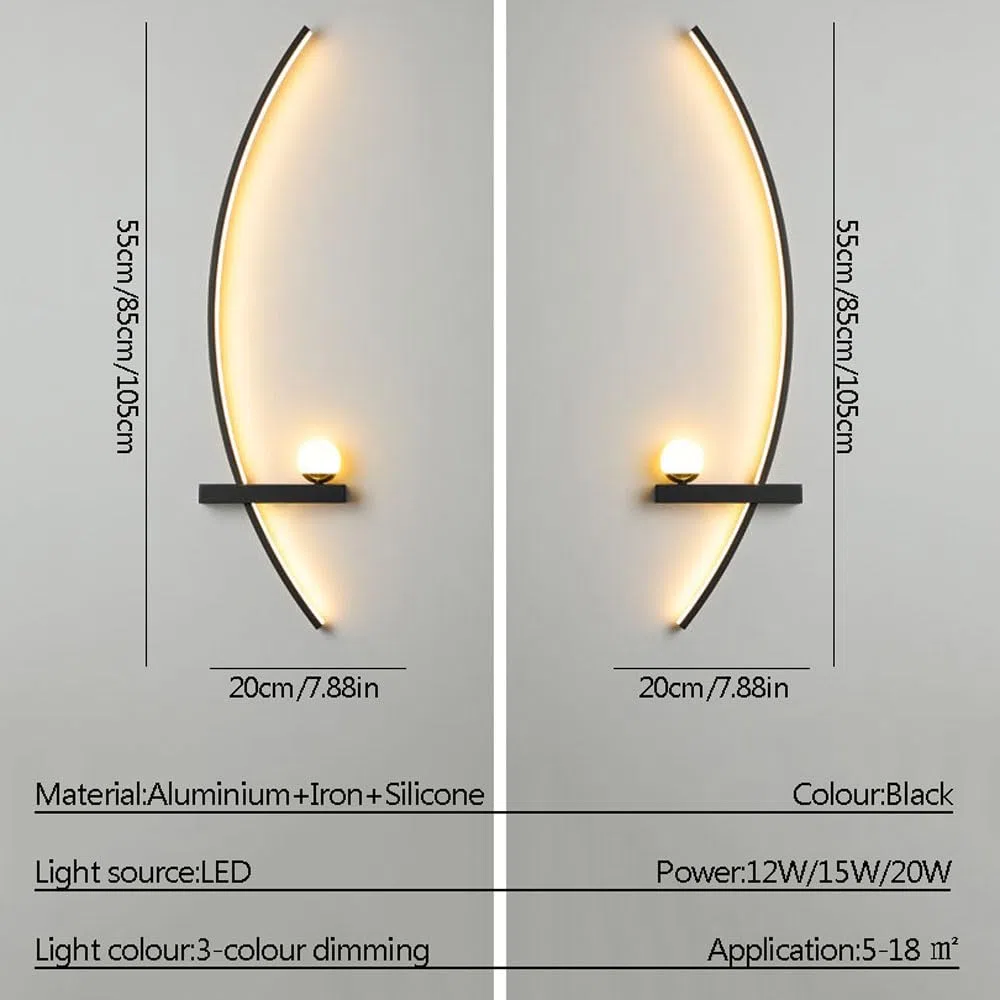 Aplique De Pared LED Moderno Lámpara De Pared Lineal De Metal Aplique De Pared LED para Interiores Iluminación Lámpara De Pared Circular para Sala De Estar Porche Pasillo Baño Mesita De Noc
