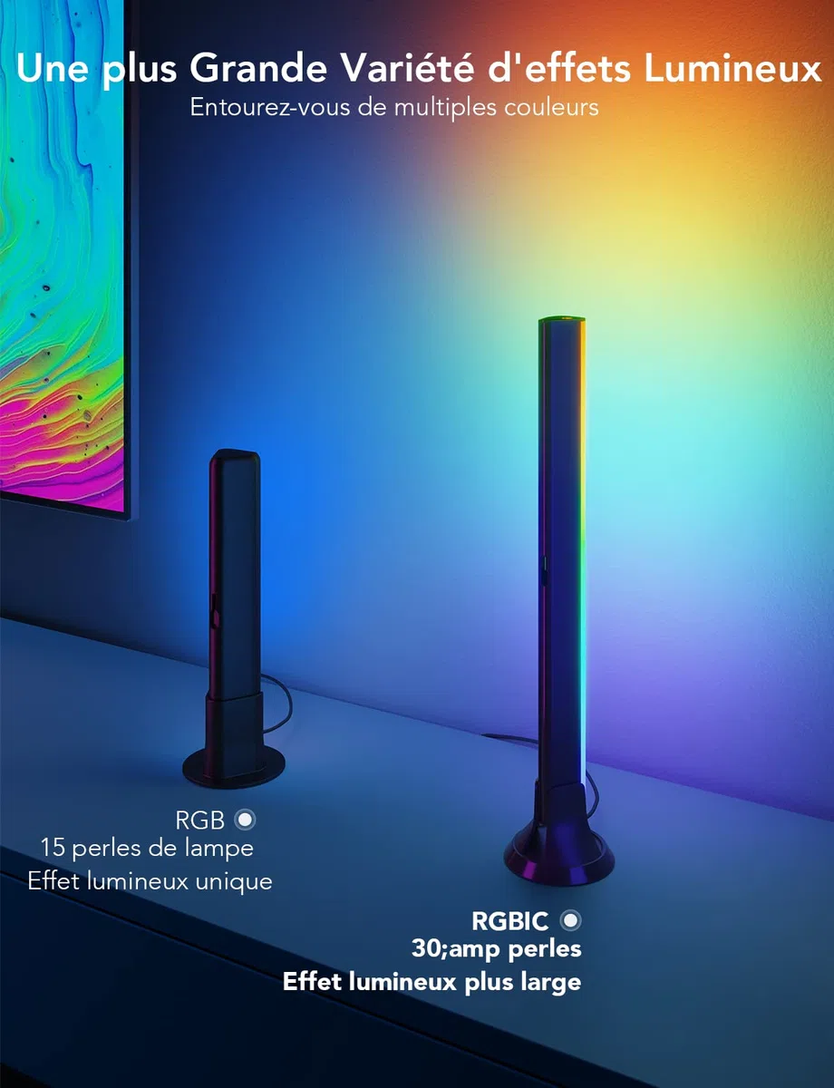 Govee Smart LED Light Bars, Retroilluminazione TV WiFi da 15 Pollici con Doppie Perla Luminosa, Barra Luminosa con Varie Opzioni Adatto a TV da 45-70 pollici, Funziona con Alexa e Google Assistant