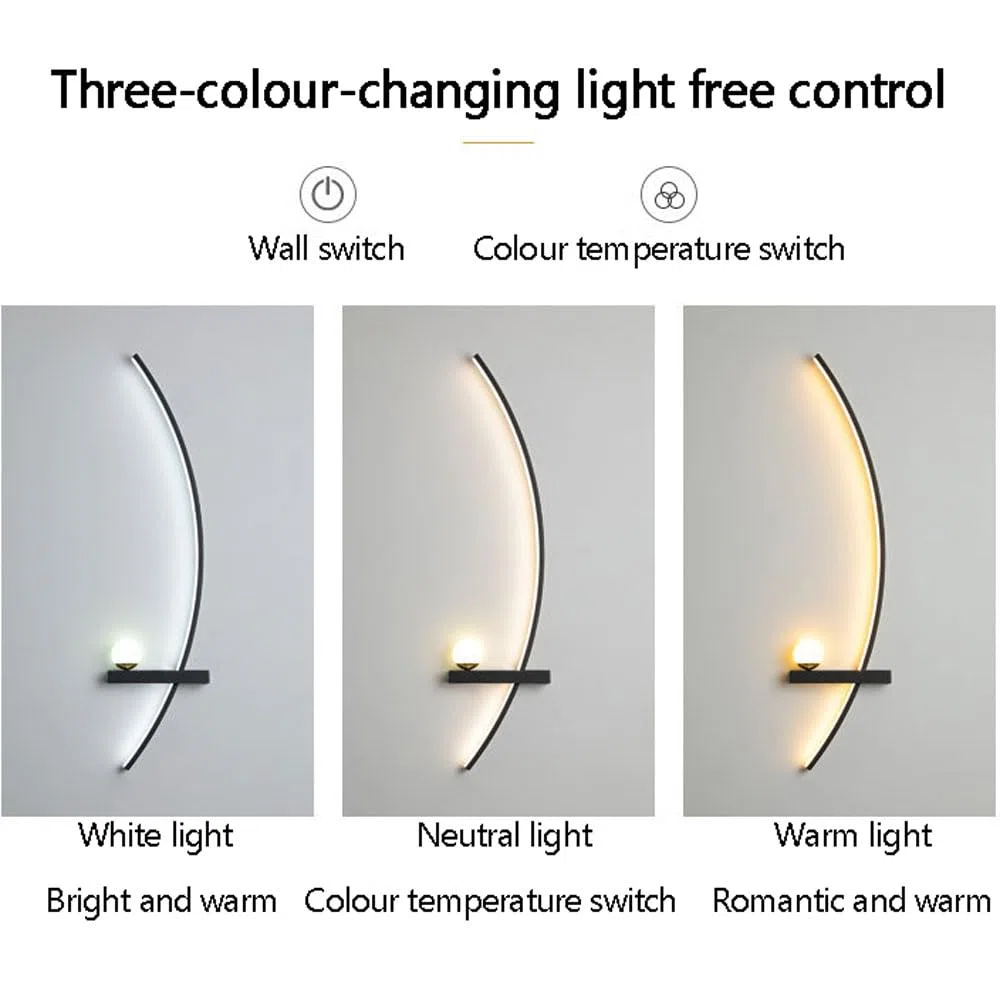 Aplique De Pared LED Moderno Lámpara De Pared Lineal De Metal Aplique De Pared LED para Interiores Iluminación Lámpara De Pared Circular para Sala De Estar Porche Pasillo Baño Mesita De Noc