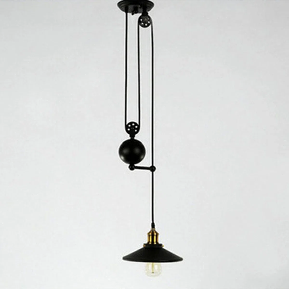 Lujosas poleas de Hierro Vintage, Luces de techo retráctiles industriales antiguas, accesorio de iluminación de subida y Bajada para cocina, comedor, Bar/cabezal único, buen estado