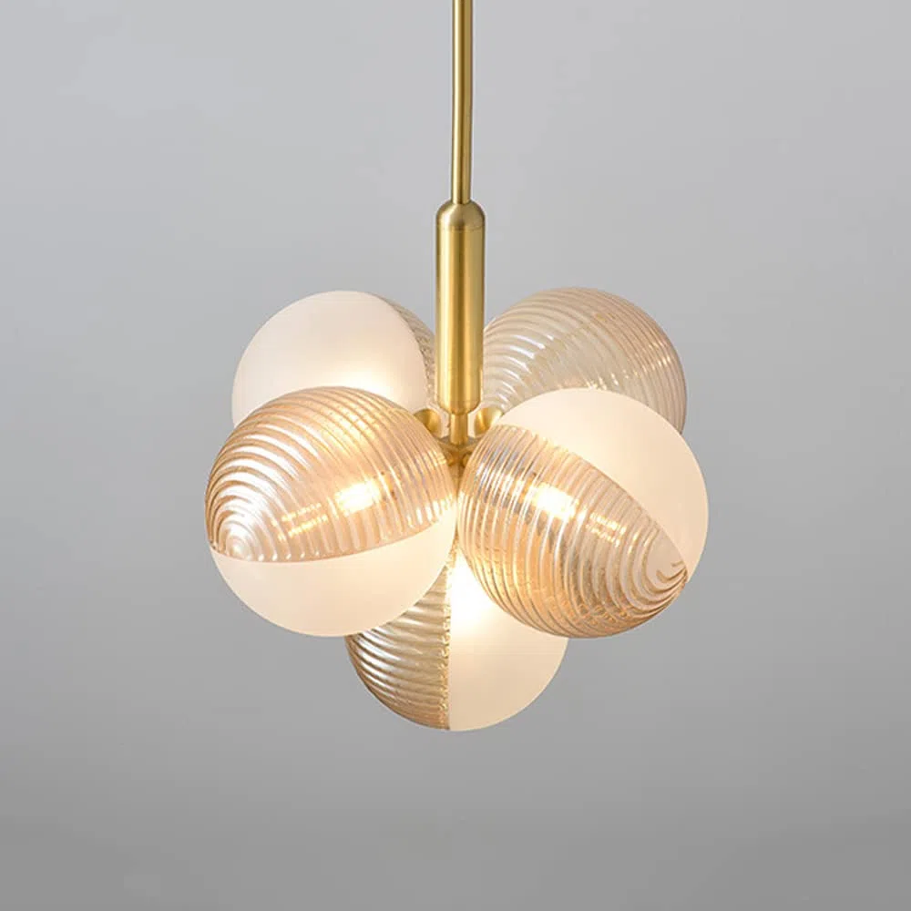 Lámpara de techo de 5 Luces, semiempotrada, Estilo rústico, con Globo de Cristal, iluminación LED G9 para Porche, comedor, dormitorio y Sala de estar. Fabricada en China.
