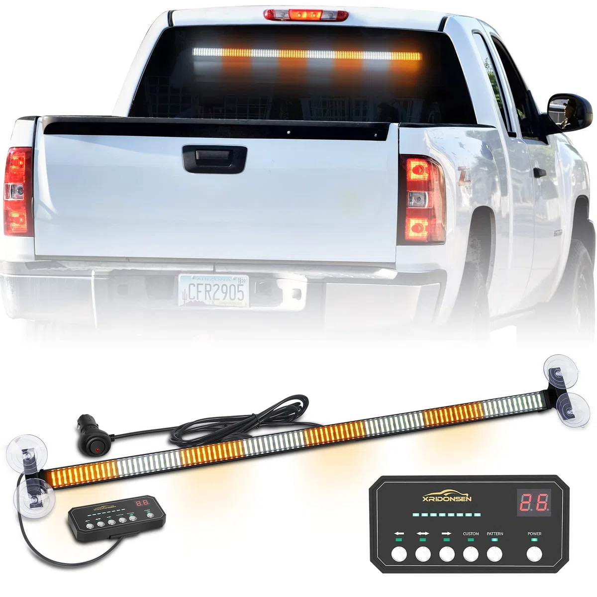 - Barra de luz de 35 pulgadas, 144 LED, color ámbar blanco, advertencia de emergencia, intermitente, luces estrobos