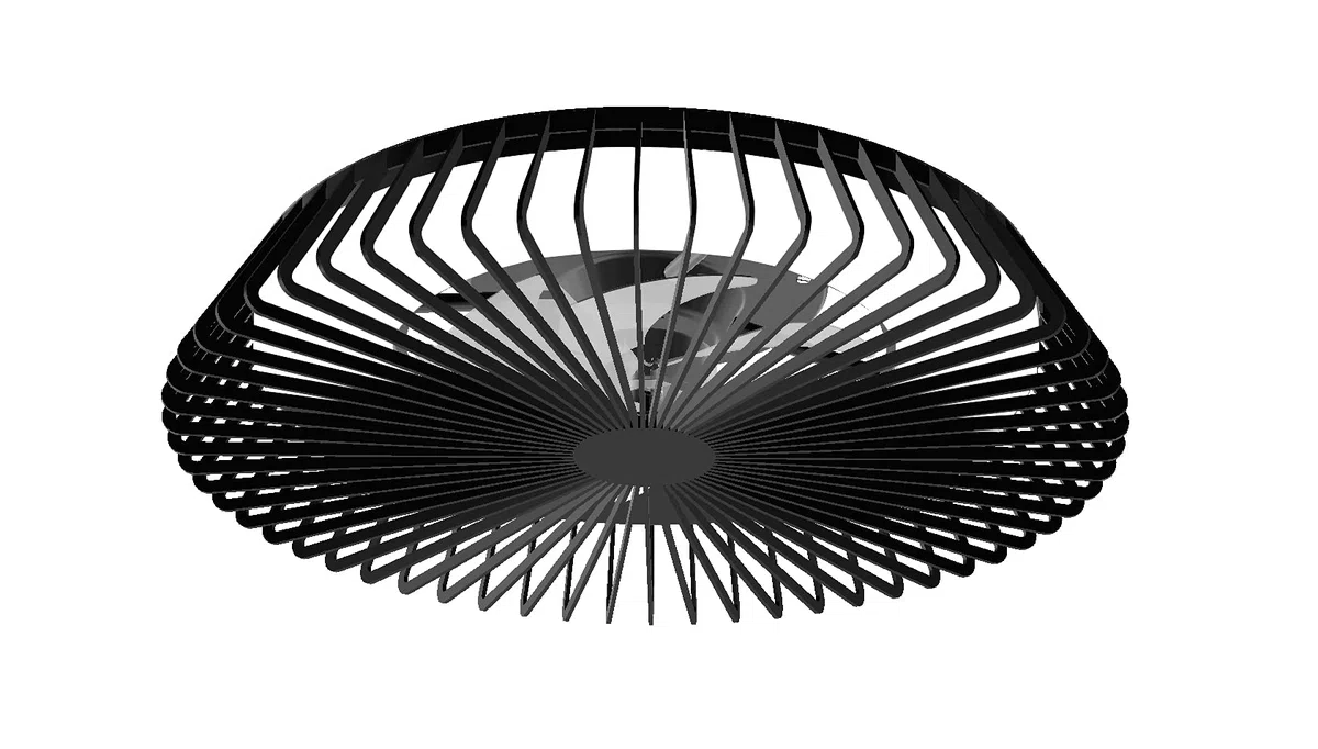 Mantra Iluminación. Modello HIMALAYA. Ventilatore e plafoniera da soffitto di 63 cm di diametro in colore nero. Sorgente luminosa LED 70 W 2700 K-5000 K 4900 lm. Ventola 35 W
