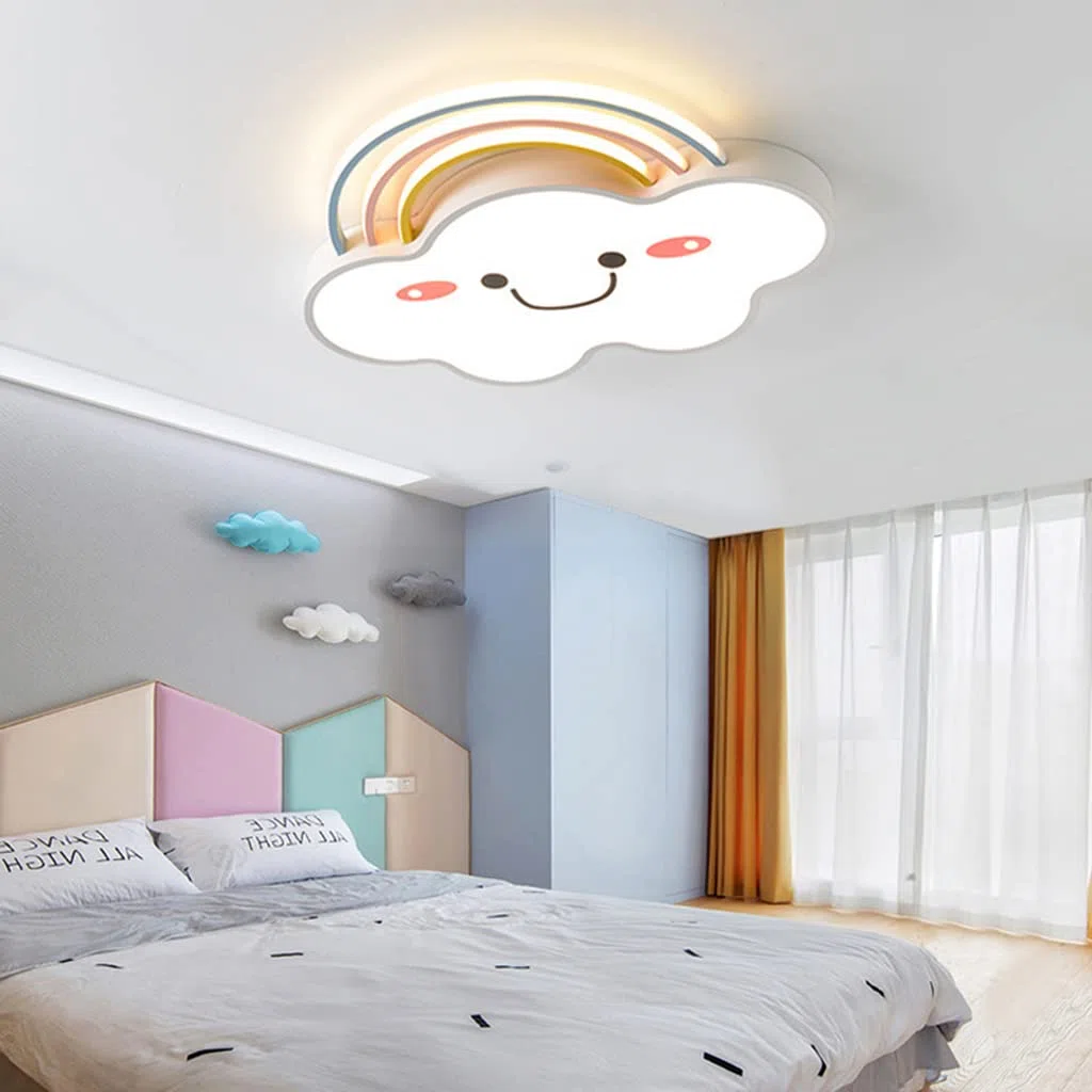 LED Deckenleuchte Regenbogen Wolke Licht Kinderzimmer Lampen Schlafzimmer Moderne Dimmbar Mit Fernbedienung Deckenlampe Kreative Designer Hängeleuchte Für Schlafzimmer Cartoon Lampen (White,60CM)