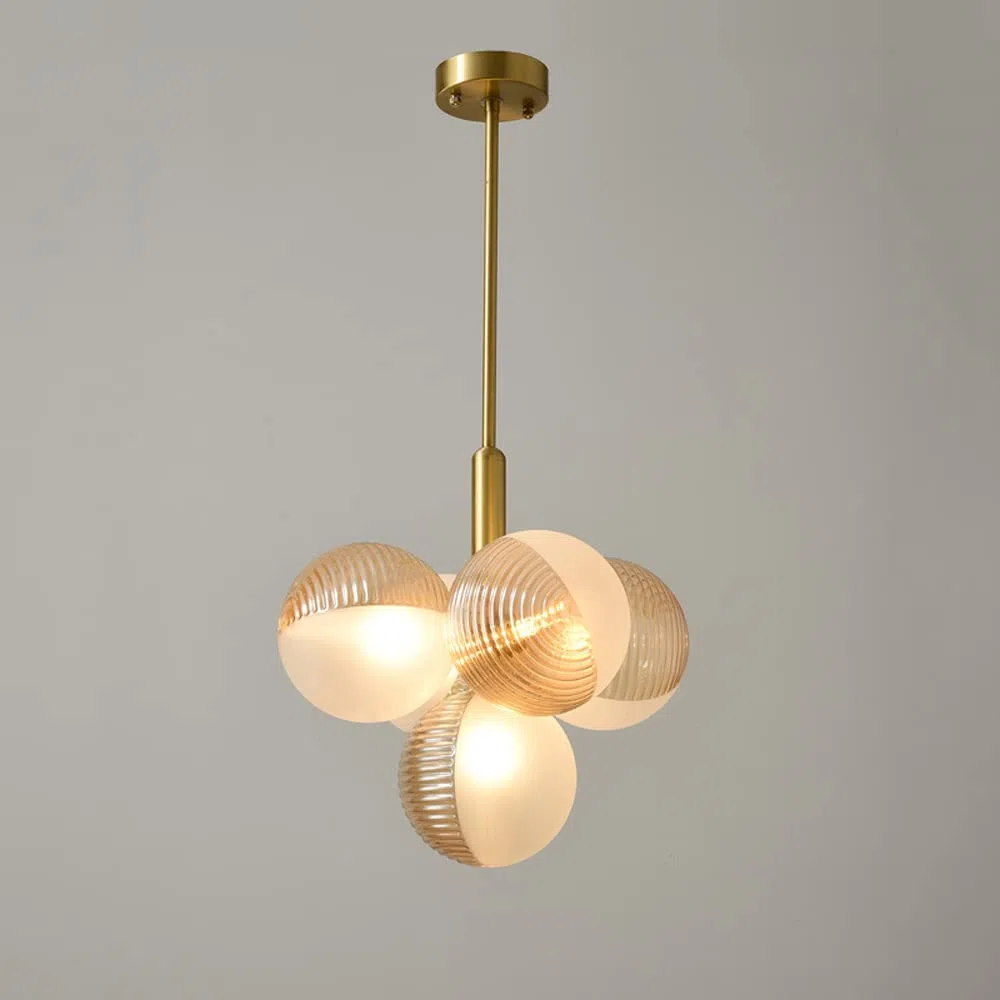Lámpara de techo de 5 Luces, semiempotrada, Estilo rústico, con Globo de Cristal, iluminación LED G9 para Porche, comedor, dormitorio y Sala de estar. Fabricada en China.
