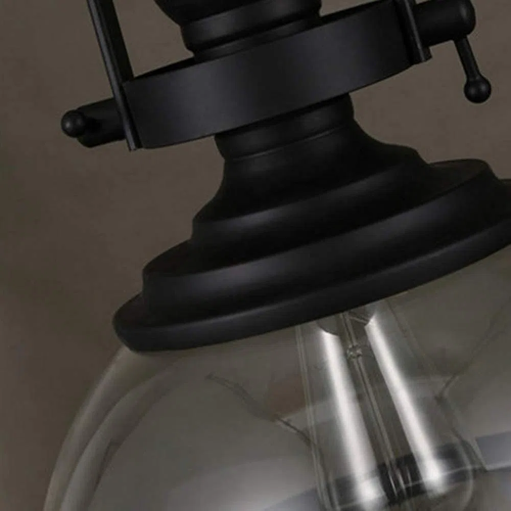 YXWYXWA Black Industry Hanging Porch Light, 1-Light Retro Outdoor with Clear Glass Shade, Exterior Pendant Lighting for Gazebo Patio Kitchen Dining Bedroom Interesting