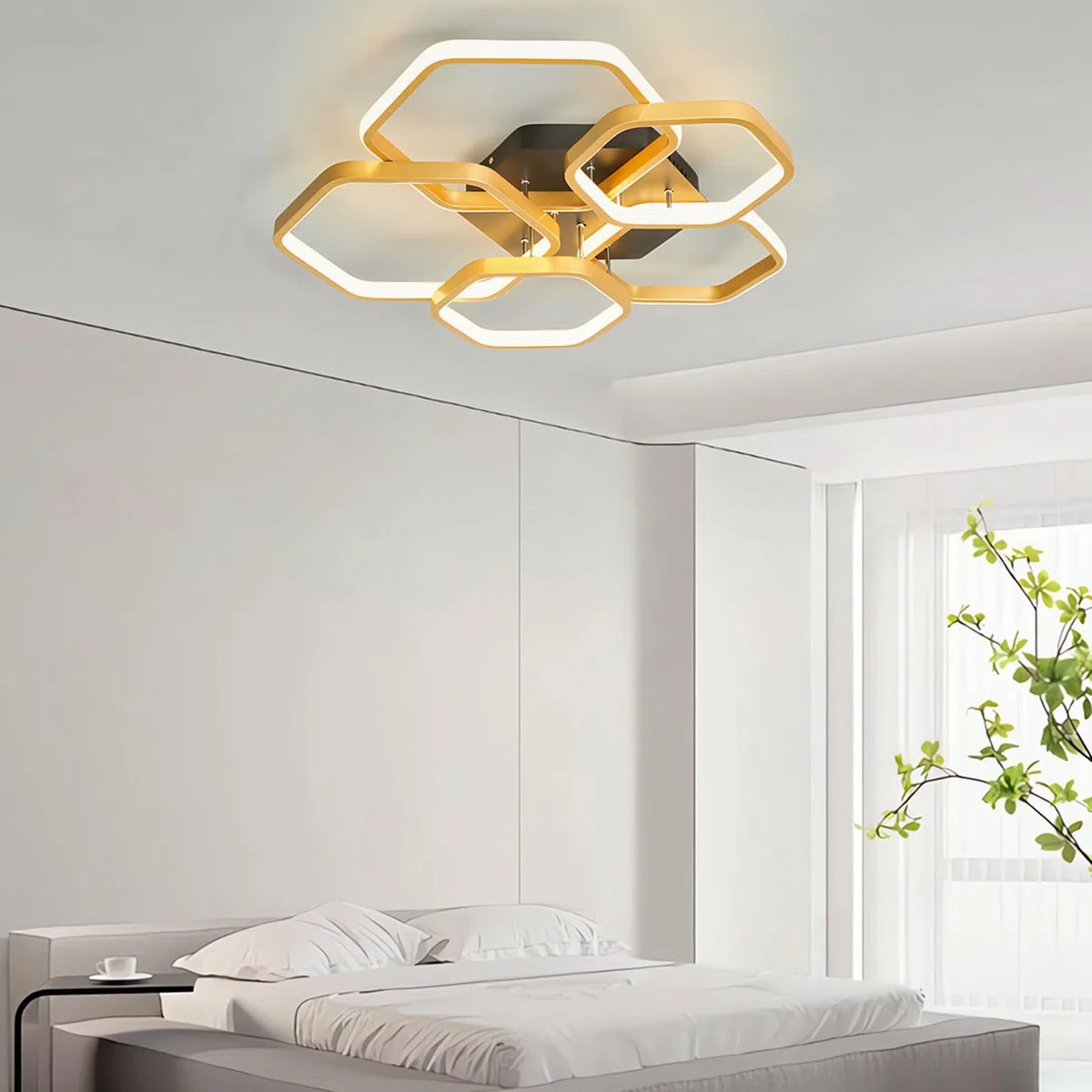 Lámpara de techo LED moderna, lámpara de techo regulable para dormitorio de 3000-6000 K con mando a distancia, lámpara de techo acrílica negra, ideal para dormitorios. (Nero)
