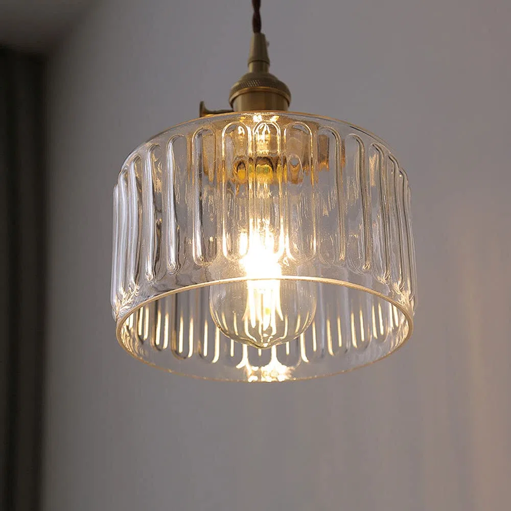 Luz, Luces LED Estilo japonés Retro colgante lámpara de iluminación soporte de lámpara de latón pantalla de vidrio cabeza Simple E27 Base colgante utilizado para pasillo de Noche b