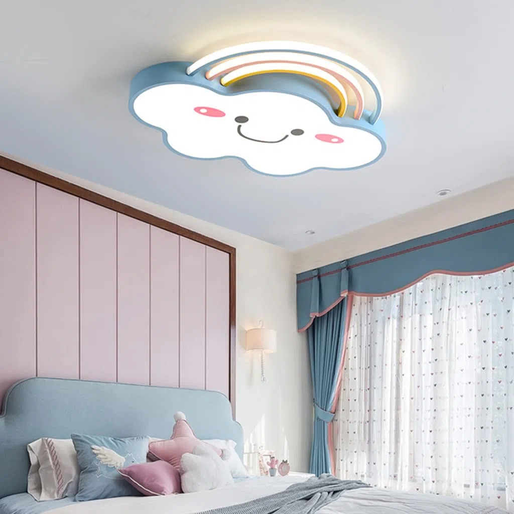 LED Deckenleuchte Regenbogen Wolke Licht Kinderzimmer Lampen Schlafzimmer Moderne Dimmbar Mit Fernbedienung Deckenlampe Kreative Designer Hängeleuchte Für Schlafzimmer Cartoon Lampen (White,60CM)