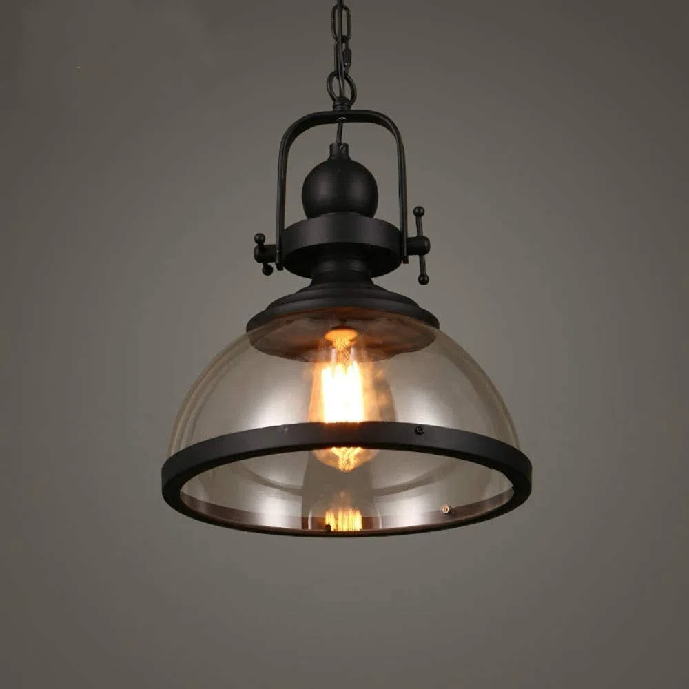 YXWYXWA Black Industry Hanging Porch Light, 1-Light Retro Outdoor with Clear Glass Shade, Exterior Pendant Lighting for Gazebo Patio Kitchen Dining Bedroom Interesting