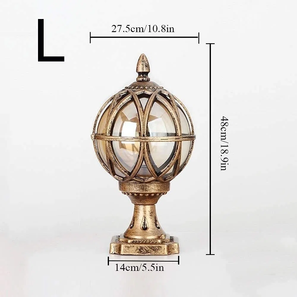 Exterior Rainproof Pillar Light Traditional Victoria Landscape Waterproof Outdoor Pillar Light Column Lamp Aluminum Glass Globe Post Lanterns Patio Villa Garden Balcony Gate Street Lighting