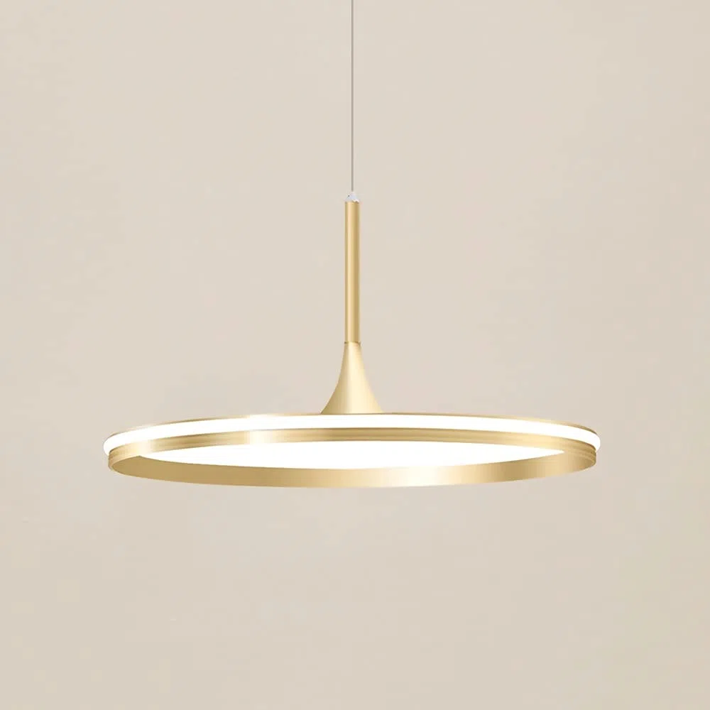 Pannello Frisbee Dorato, Corpo Lampada in Ferro elettrolitico + Paralume in Silicone, lampade a Sospensione, luci semplici Creative per Soggiorno, Sala da Pranzo, Camera da Letto, corridoio