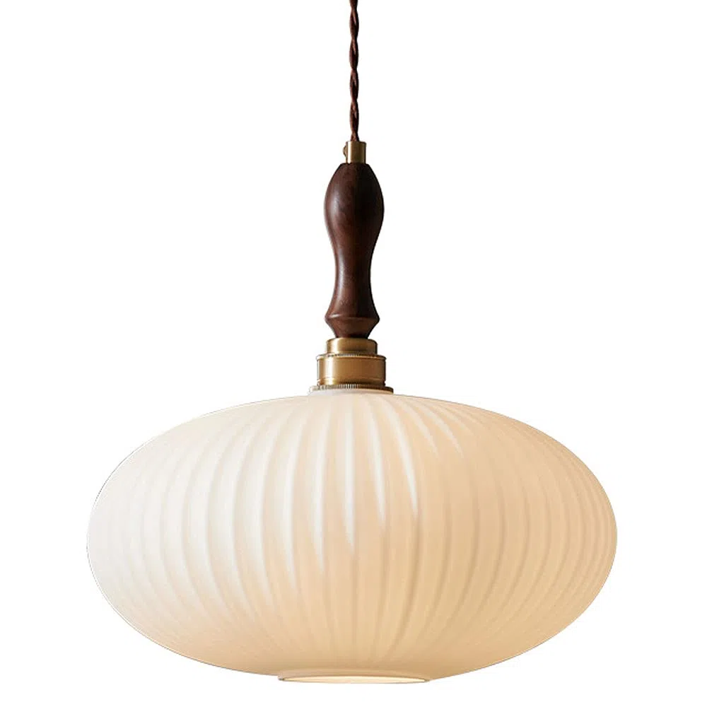 Luz, Lámpara colgante de Luces LED, lámpara de troncos de nogal Retro de 1 Luz, Cuerpo de lámpara, pantalla de vidrio, lámpara colgante de techo Ajustable, adecuada para pasillos,