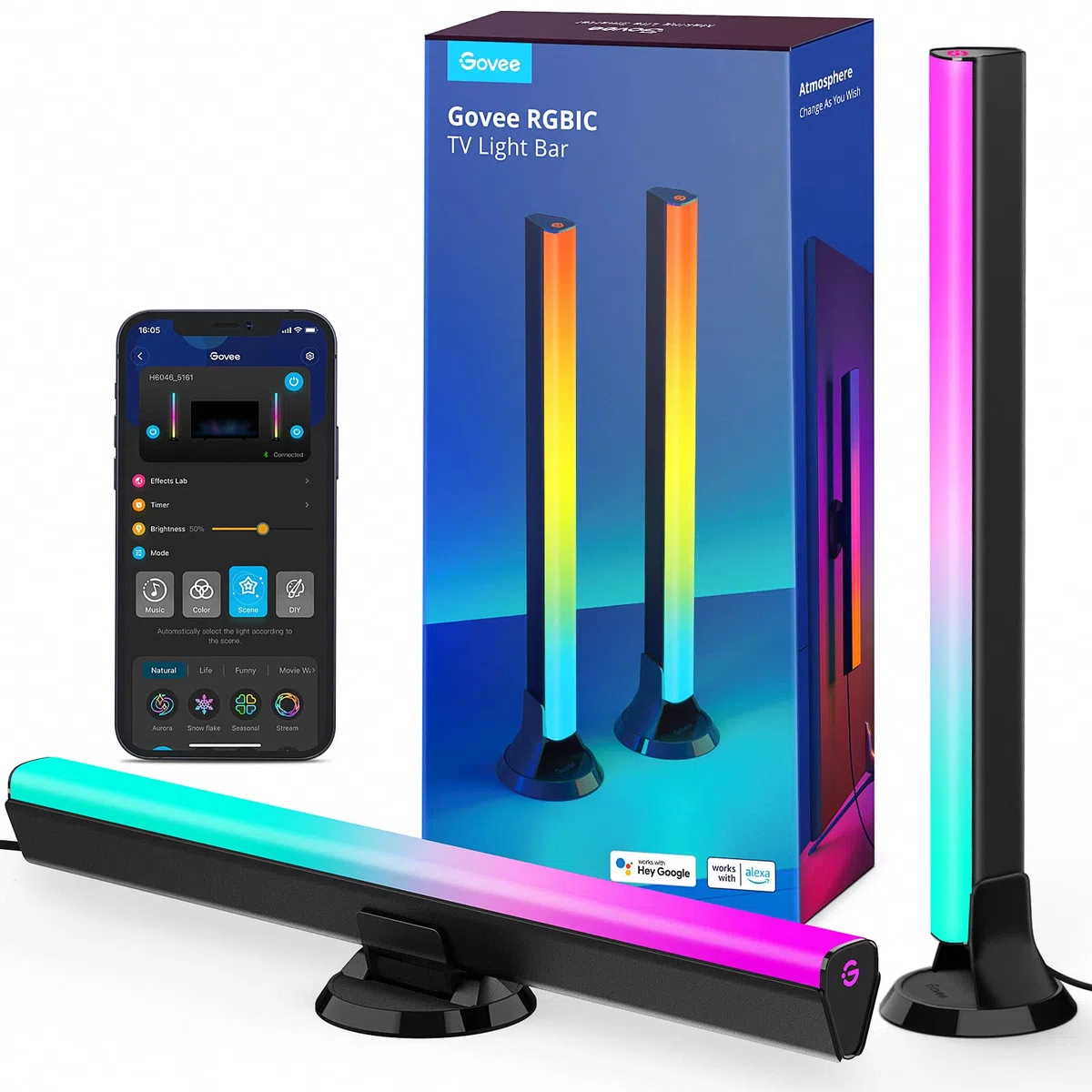 Govee Smart LED Light Bars, Retroilluminazione TV WiFi da 15 Pollici con Doppie Perla Luminosa, Barra Luminosa con Varie Opzioni Adatto a TV da 45-70 pollici, Funziona con Alexa e Google Assistant