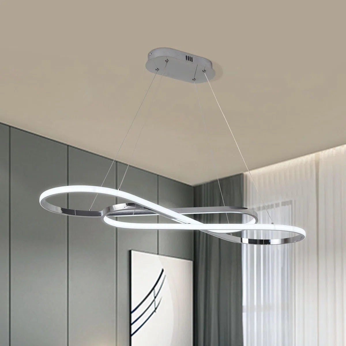 Lámpara de Araña Moderna, Lámpara Colgante LED Moderna para Lámpara de Isla de Cocina Sobre Mesa, Lámparas de Araña Modernas Regulables para Comedor, Artefacto de Iluminación con Control Remoto