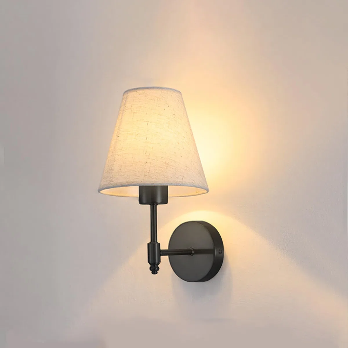 Wandleuchte E27 für den Innenbereich mit Stoffschirm, Moderne Vintage-Wandleuchte, Nachttischleuchte aus Metall für Schlafzimmer, Wohnzimmer, Flur (Leuchtmittel Nicht enthalten)