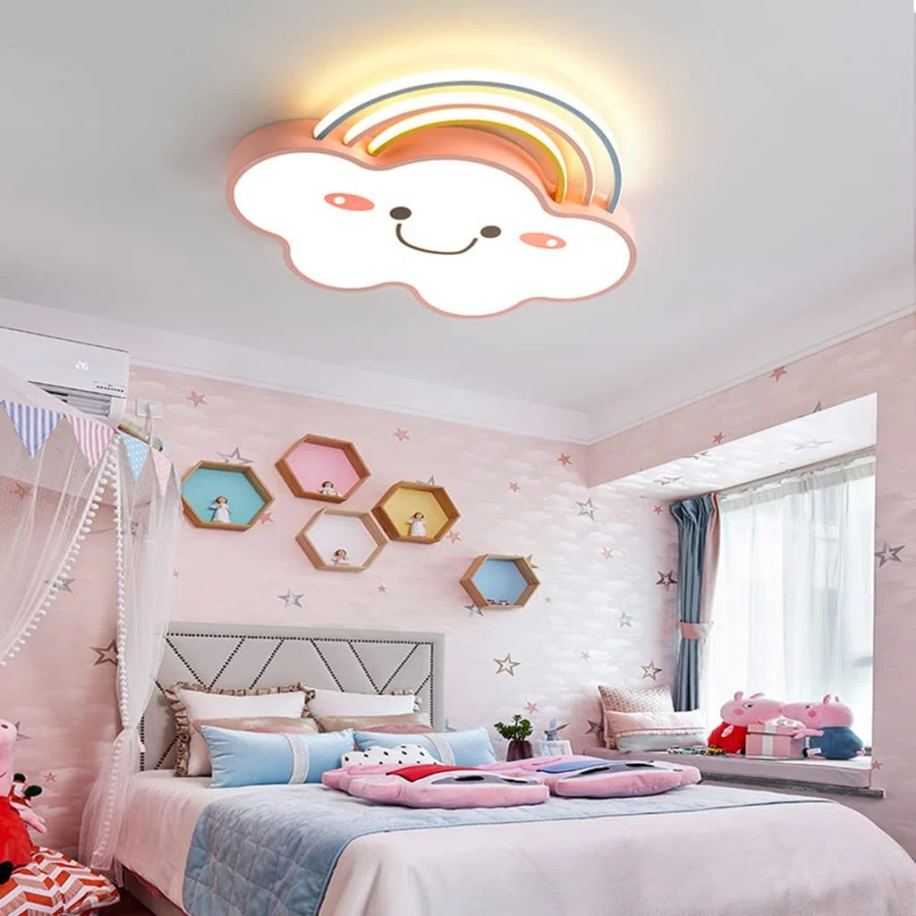 LED Deckenleuchte Regenbogen Wolke Licht Kinderzimmer Lampen Schlafzimmer Moderne Dimmbar Mit Fernbedienung Deckenlampe Kreative Designer Hängeleuchte Für Schlafzimmer Cartoon Lampen (White,60CM)