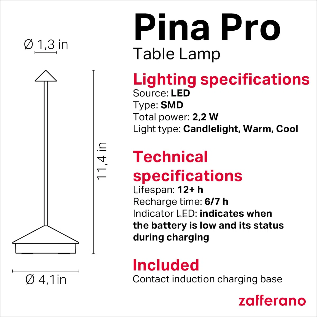 Zafferano Pina Pro - Lámpara de mesa óxido