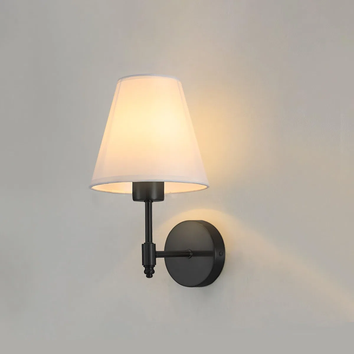 Wandleuchte E27 für den Innenbereich mit Stoffschirm, Moderne Vintage-Wandleuchte, Nachttischleuchte aus Metall für Schlafzimmer, Wohnzimmer, Flur (Leuchtmittel Nicht enthalten)