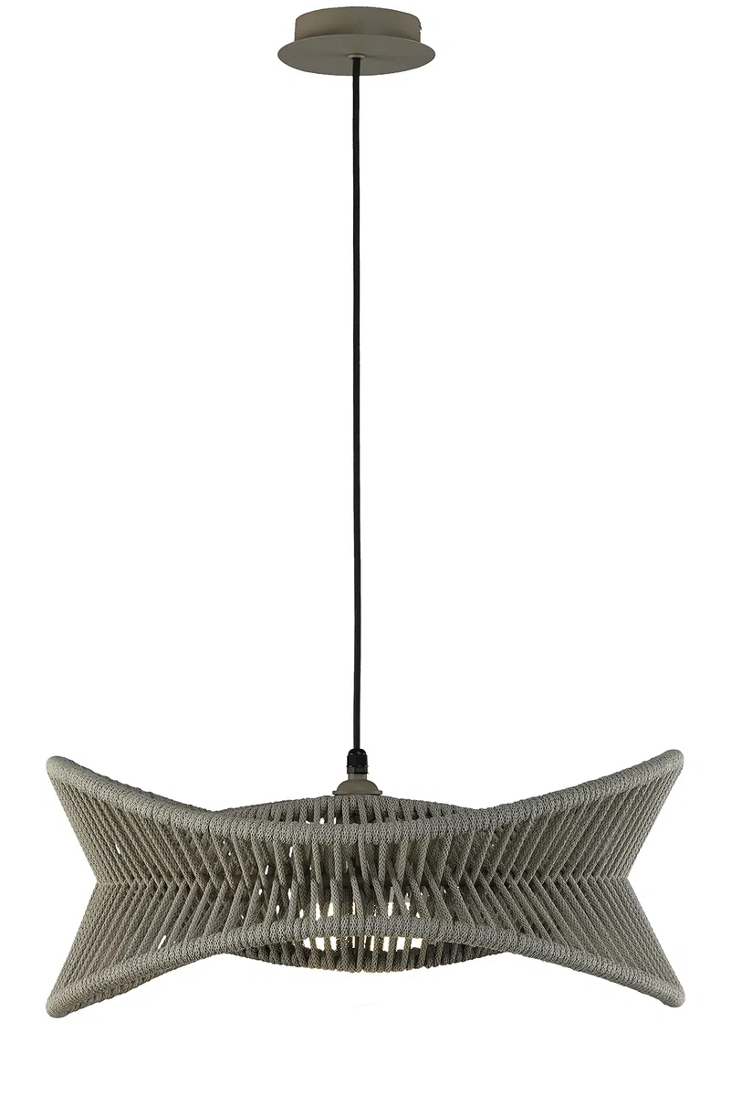 Mantra Iluminación. Modello POLINESIA. Lampada a sospensione da esterno diametro 60 cm con altezza regolabile realizzata in alluminio finitura beige scuro