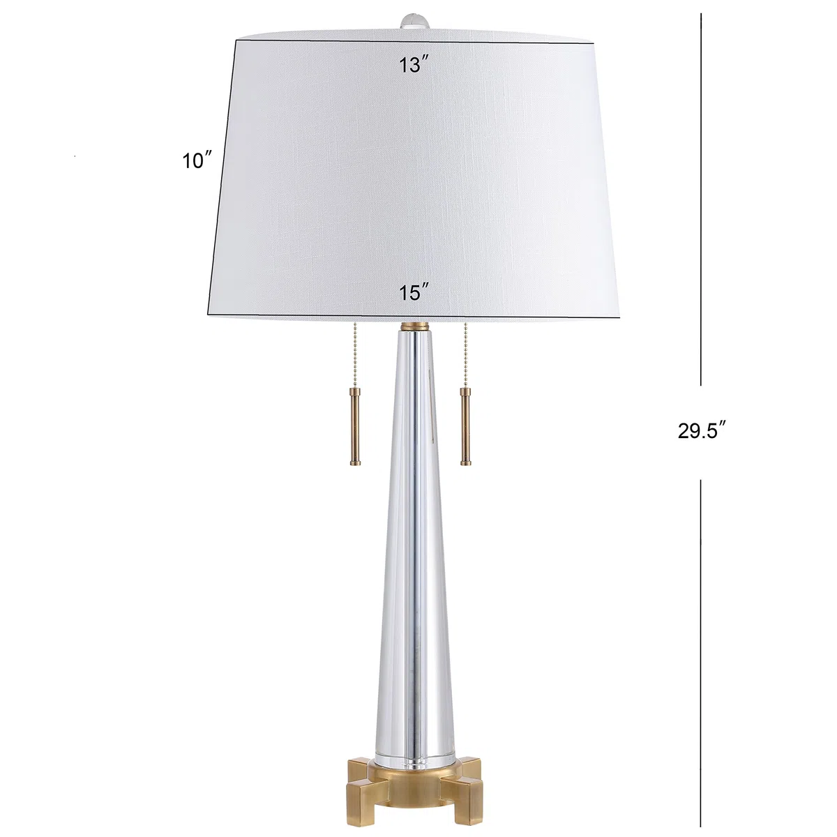Jonathan Y Lámpara de mesa LED di cristallo da 29.5", trasparente/latón dorado, moderno, 2 luci, bombilla incluida